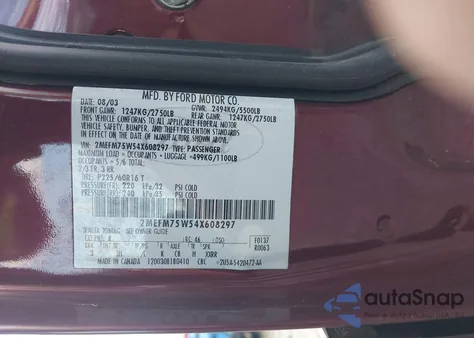 2004 Mercury Grand Marquis Ls из США, поврежденный, VIN 2MEFM75W54X608297